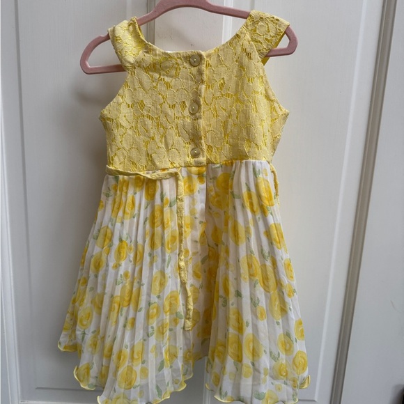 NWOT Sweet Heart Rose 2T Girls Yellow White Floral Lace Sleeveless Formal Dress - Picture 6 of 6